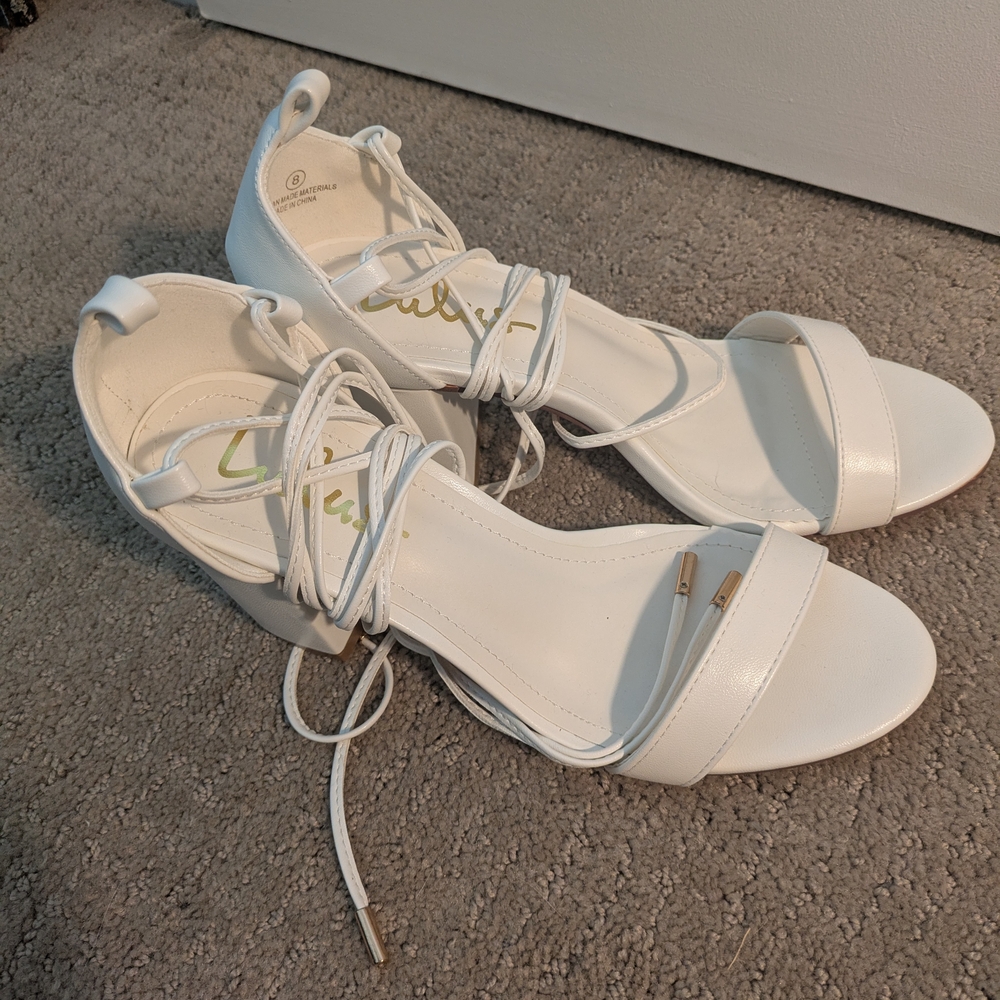 White Lace-Up Heels
